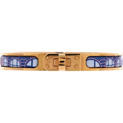 Pre-Owned Hermes Pre-Owned Hermes Mini Clic Kelly Bracelet Metal and Printed Enamel Narrow