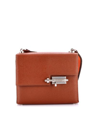 Pre-owned Hermes Pre-Owned HERMES Mini Verrou Leather & Canvas Crossbody