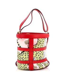 Pre-owned Hermes Pre-Owned HERMES Musardine Bucket Bag Printed Silk with Leather