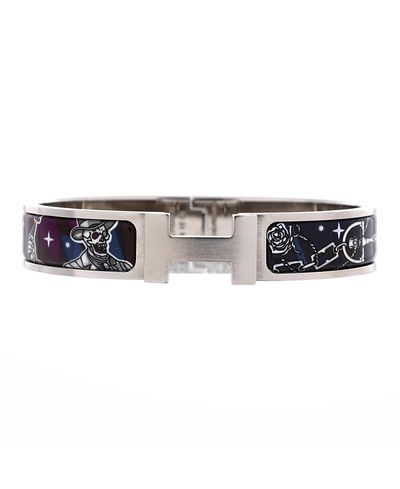 Pre-owned Hermes Pre-Owned HERMES Narrow Clic Hh Bracelet Printed Enamel with Brushed Hardware