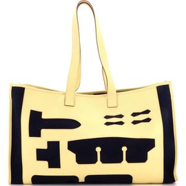 Pre-Owned Hermes Pre-Owned Hermes Petit H Skeleton Tote Toile and Leather GM