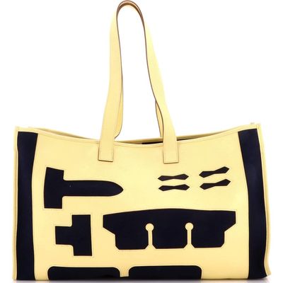 Pre-Owned Hermes Pre-Owned Hermes Petit H Skeleton Tote Toile and Leather GM