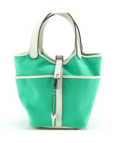 Pre-owned Hermes Pre-Owned HERMES Picotin Canvas & Leather Top Handle Bag