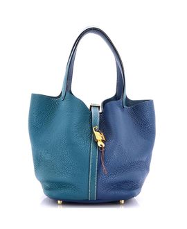 Pre-owned Hermes Pre-Owned HERMES Picotin Lock Mm Bicolor Clemence Bucket Bag