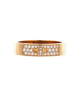 Pre-owned Hermes Pre-Owned HERMES Pm Kelly Ring 18K Gold with Pave Diamonds