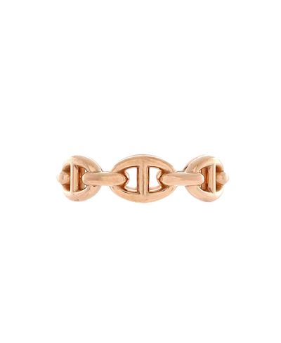 Pre-owned Hermes Pre-Owned HERMES Small Chaine d'Ancre Enchainee Ring 18K Rose Gold