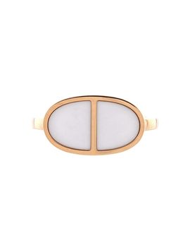 Pre-owned Hermes Pre-Owned HERMES Small Chaine d'Ancre Verso Ring 18K Rose Gold with Ceramic