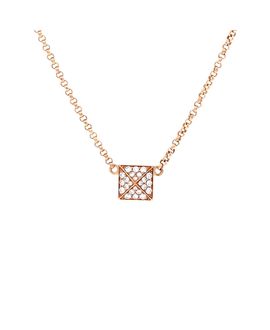 Pre-owned Hermes Pre-Owned Hermes Small Clou d'H Pendant Necklace 18K Rose Gold with Diamonds, 15.75