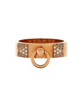 Pre-owned Hermes Pre-Owned Hermes Small Collier de Chien Ring 18K Rose Gold and Diamonds