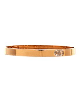 Pre-owned Hermes Pre-Owned HERMES Small H d'Ancre Bracelet 18K Rose Gold with Diamonds