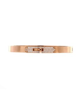 Pre-owned Hermes Pre-Owned HERMES Small Kelly Bracelet 18K Rose Gold and Pave Diamonds