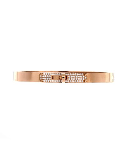 Pre-owned Hermes Pre-Owned HERMES Small Kelly Bracelet 18K Rose Gold and Pave Diamonds