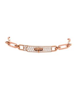Pre-owned Hermes Pre-Owned HERMES Small Kelly Chaine Bracelet 18K Rose Gold and Pave Diamonds