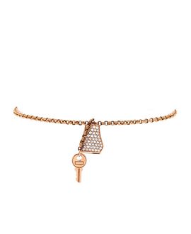 Pre-owned Hermes Pre-Owned HERMES Small Kelly Clochette Chain Bracelet 18K Rose Gold with Pave Diamonds