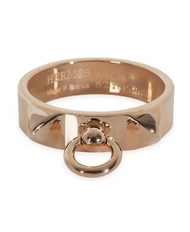 Pre-owned Hermes Pre-Owned HERMES Small Model Collier de Chien 18k Rose Gold Ring