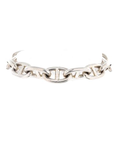 Pre-owned Hermes Pre-Owned HERMES Very Large Chaine d'Ancre Bracelet Sterling Silver