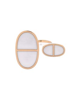 Pre-owned Hermes Pre-Owned HERMES Very Large Chaine d'Ancre Verso Ring 18K Rose Gold with Ceramic