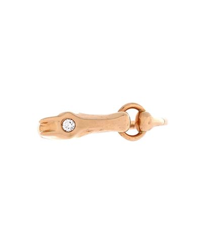 Pre-owned Hermes Pre-Owned HERMES Very Small Galop Ring 18K Rose Gold with Diamond