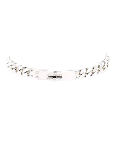 Pre-owned Hermes Pre-Owned HERMES Very Small Kelly Gourmette Bracelet Sterling Silver