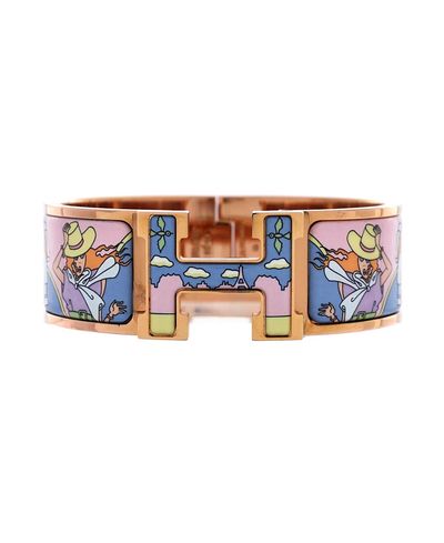Pre-owned Hermes Pre-Owned HERMES Wide Clic H Bracelet Printed Enamel