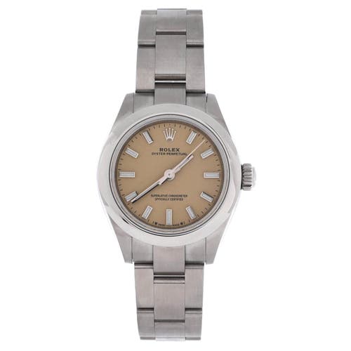 Pre-Owned Rolex Pre-Owned Rolex Oyster Perpetual Beige Automatic Watch Stainless Steel 28