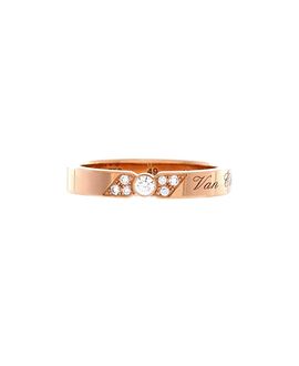 Pre-owned Van Cleef & Arpels Pre-Owned Van Cleef & Arpels 3mm Toujours Signature Etoiles Wedding Band Ring 18K Rose Gold and Diamonds