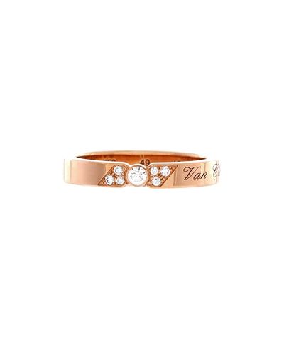Pre-owned Van Cleef & Arpels Pre-Owned Van Cleef & Arpels 3mm Toujours Signature Etoiles Wedding Band Ring 18K Rose Gold and Diamonds