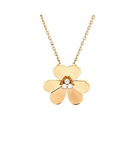 Pre-owned Van Cleef & Arpels Pre-Owned Van Cleef & Arpels Large Frivole Pendant Necklace 18K Gold with Diamonds, 16.5