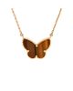 Pre-owned Van Cleef & Arpels Pre-Owned Van Cleef & Arpels Lucky Alhambra Butterfly Pendant Necklace 18K Gold and Tiger Eye, 16.5 - 1