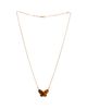 Pre-owned Van Cleef & Arpels Pre-Owned Van Cleef & Arpels Lucky Alhambra Butterfly Pendant Necklace 18K Gold and Tiger Eye, 16.5 - 3