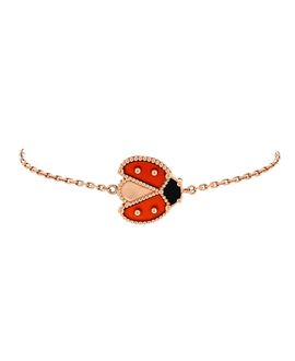 Pre-owned Van Cleef & Arpels Pre-Owned Van Cleef & Arpels Lucky Spring Open Wings Ladybug Bracelet 18K Rose Gold with Carnelian and Onyx