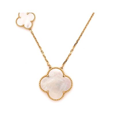 Pre-owned Van Cleef & Arpels Pre-Owned Van Cleef & Arpels Magic Alhambra 11 Motifs Long Necklace 18K Gold and Mother of Pearl, 34.5