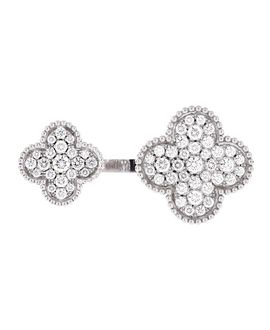 Pre-owned Van Cleef & Arpels Pre-Owned Van Cleef & Arpels Magic Alhambra Between the Finger Ring 18K White Gold and Diamonds