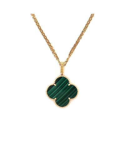Pre-owned Van Cleef & Arpels Pre-Owned Van Cleef & Arpels Magic Alhambra Pendant Long Necklace 18K Gold and Malachite, 36