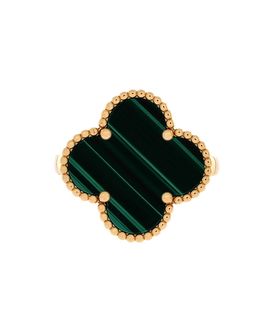 Pre-owned Van Cleef & Arpels Pre-Owned Van Cleef & Arpels Magic Alhambra Ring 18K Gold with Malachite