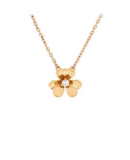Pre-owned Van Cleef & Arpels Pre-Owned Van Cleef & Arpels Mini Frivole Pendant Necklace 18K Gold and Diamond, 16
