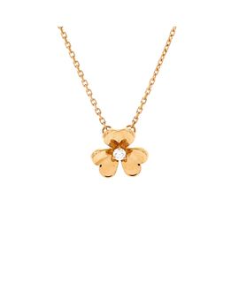 Pre-owned Van Cleef & Arpels Pre-Owned Van Cleef & Arpels Mini Frivole Pendant Necklace 18K Gold and Diamond, 18