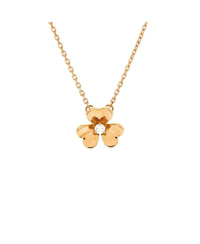 Pre-owned Van Cleef & Arpels Pre-Owned Van Cleef & Arpels Mini Frivole Pendant Necklace 18K Gold and Diamond, 18