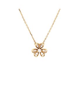 Pre-owned Van Cleef & Arpels Pre-Owned Van Cleef & Arpels Mini Frivole Pendant Necklace 18K Gold with Pave Diamonds, 15.75