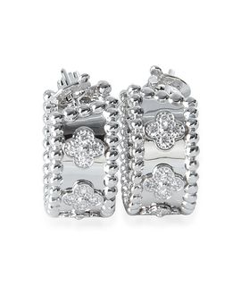 Pre-owned Van Cleef & Arpels Pre-Owned Van Cleef & Arpels Perlee Clovers Hoop 18k White Gold Earrings