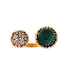 Pre-owned Van Cleef & Arpels Pre-Owned Van Cleef & Arpels Perlee Couleurs Between the Finger Ring 18K Gold with Malachite and Diamonds
