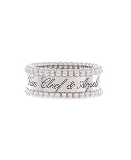 Pre-owned Van Cleef & Arpels Pre-Owned Van Cleef & Arpels Perlee Signature Ring 18K White Gold
