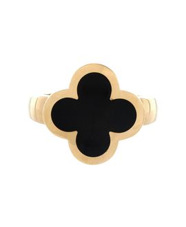 Pre-owned Van Cleef & Arpels Pre-Owned Van Cleef & Arpels Pure Alhambra Ring 18K Gold and Onyx