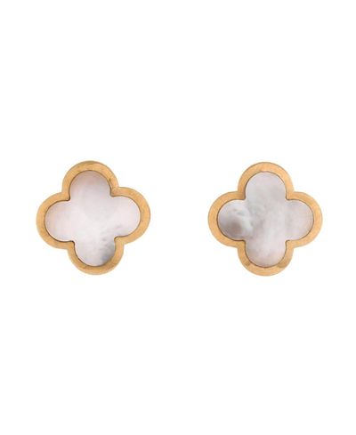 Pre-owned Van Cleef & Arpels Pre-Owned Van Cleef & Arpels Pure Alhambra Stud Earrings 18K Gold and Mother of Pearl