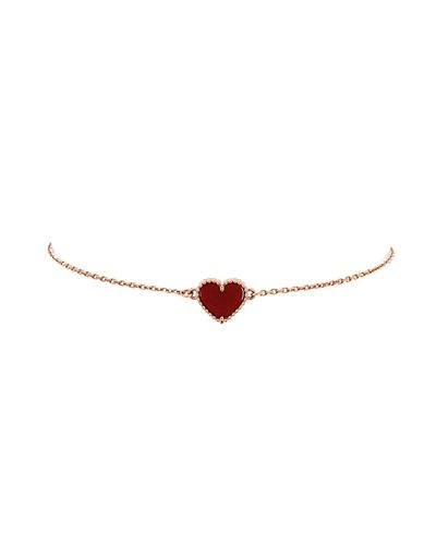 Pre-owned Van Cleef & Arpels Pre-Owned Van Cleef & Arpels Sweet Alhambra Heart Bracelet 18K Rose Gold with Carnelian