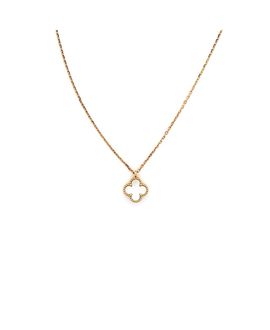 Pre-owned Van Cleef & Arpels Pre-Owned Van Cleef & Arpels Sweet Alhambra Pendant Necklace 18K Gold and Mother of Pearl, 17