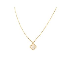 Pre-owned Van Cleef & Arpels Pre-Owned Van Cleef & Arpels Sweet Alhambra Pendant Necklace 18K Gold and Mother of Pearl, 17.75