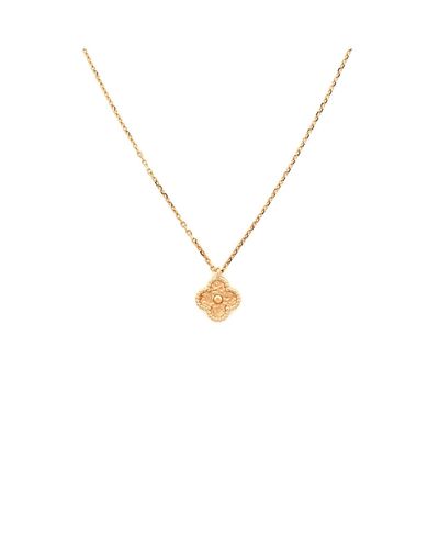Pre-owned Van Cleef & Arpels Pre-Owned Van Cleef & Arpels Sweet Alhambra Pendant Necklace 18K Rose Gold