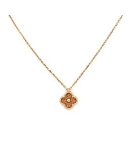 Pre-owned Van Cleef & Arpels Pre-Owned Van Cleef & Arpels Sweet Alhambra Pendant Necklace 18K Rose Gold, 16