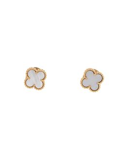 Pre-owned Van Cleef & Arpels Pre-Owned Van Cleef & Arpels Sweet Alhambra Stud Earrings 18K Gold and Mother of Pearl